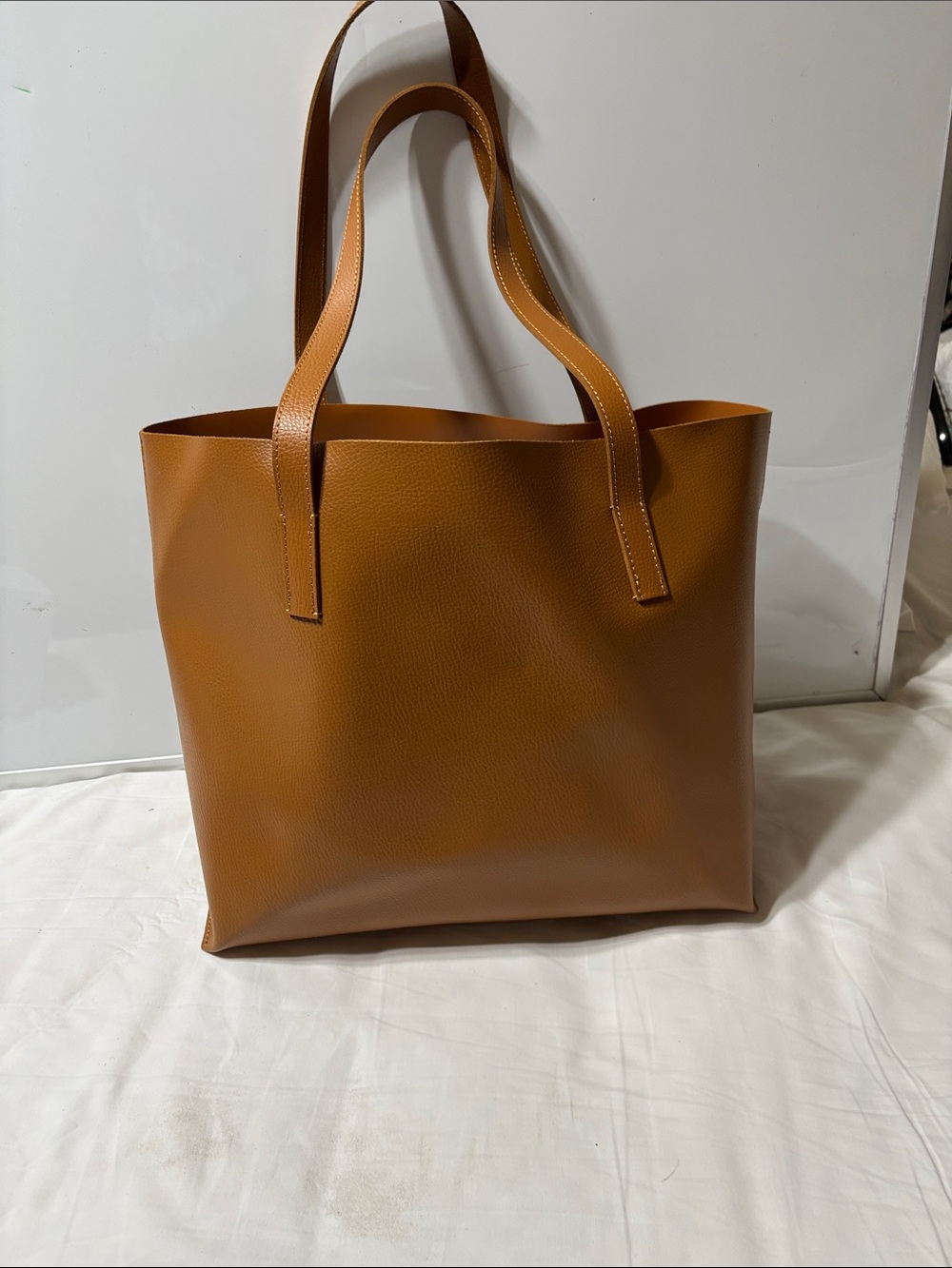 Mark & Graham Tan Everyday Italian Leather Tote with Contrast Stitching. NWOT